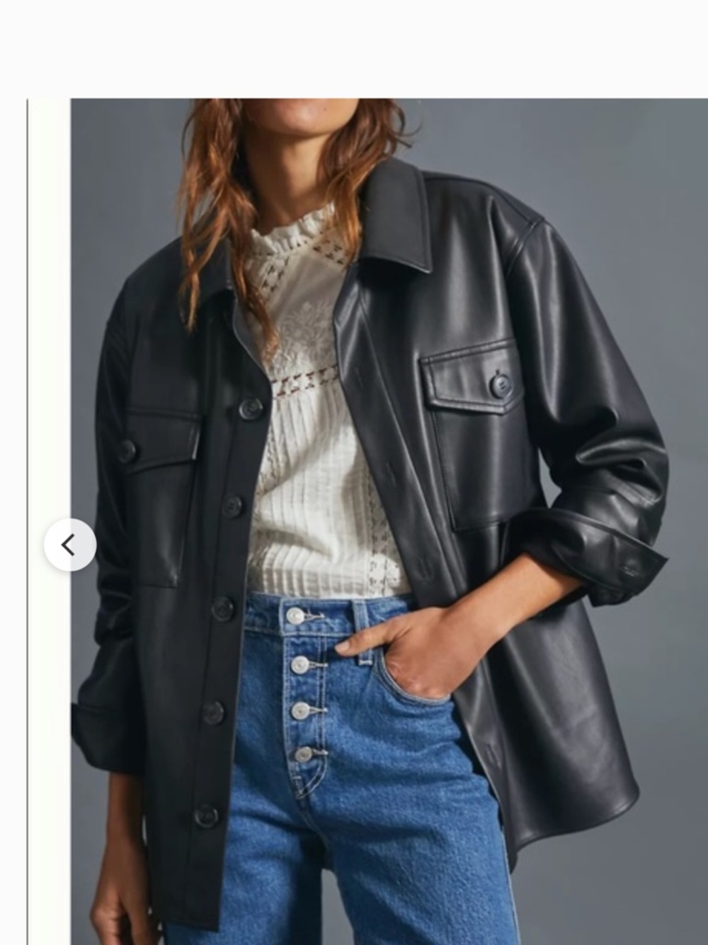 Sanctuary Black Vegan oversized Leather Shirt/Jacket